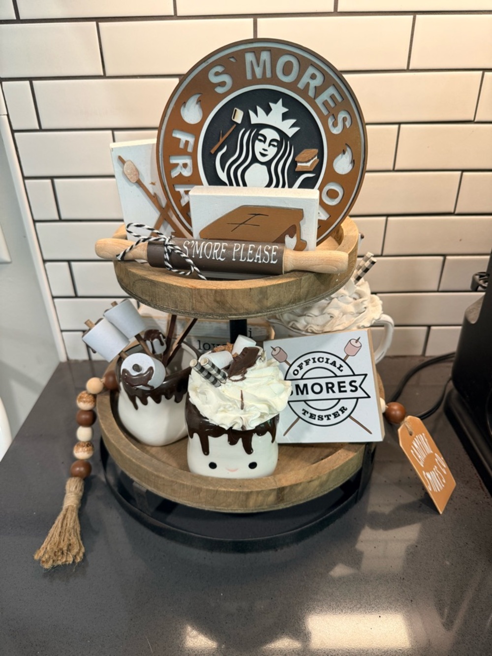 S’Mores Tiered Tray Decor Bundle Coffee Bar Farmhouse Rustic - Picture 2 of 3